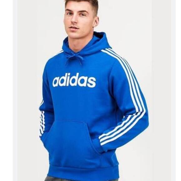 Adidas 3s 3 Stripes Blue Pullover Sweatshirt Hoodie size Small - Picture 2 of 9
